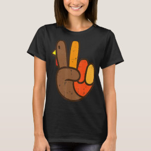 Fredstecken Turkiet Hand Coola Thanksgiving Hippie T Shirt