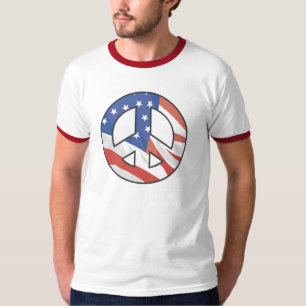 Fredstecken USA FLAGGA T-tröjor T-shirt