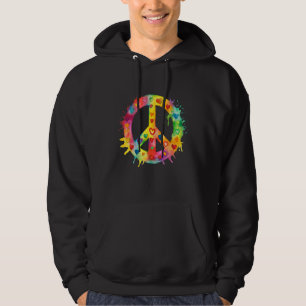 Fredstecken Världskärlek Blommor Hippie Groovy Våg Hoodie