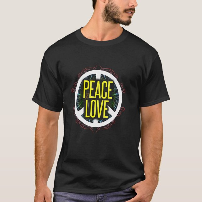 Fredstecken World Peace Kärlek T Shirt (Framsida)