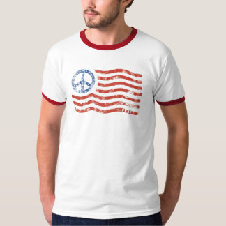 Fredsteckenamerikanska flagganT-tröja Tee Shirt