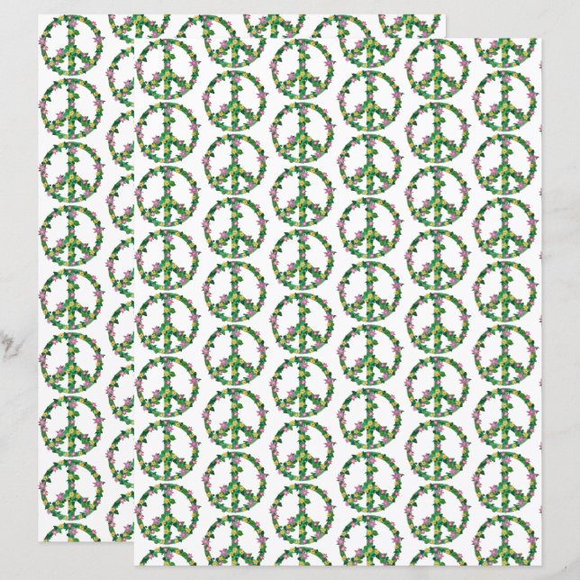 Fredsteckenen rosa och Gult Blommigt Blommor Pappr (Fram/baksida)