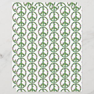 Fredsteckenen rosa och Gult Blommigt Blommor Pappr