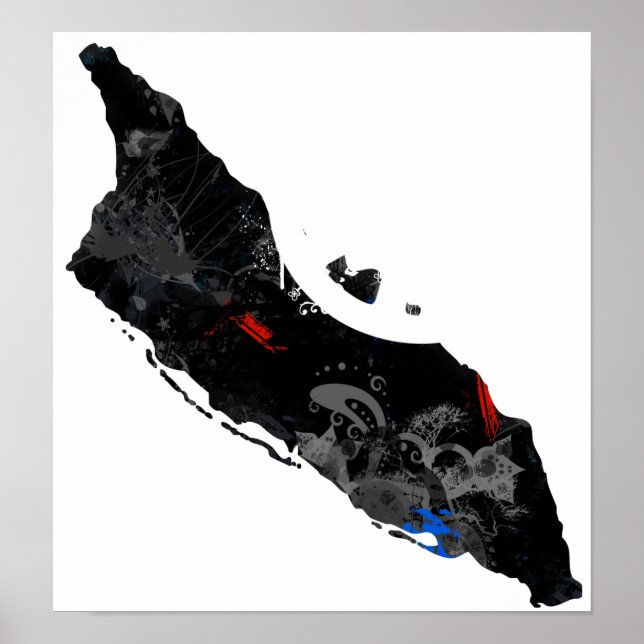 Fredsteckenet Aruba-Trendiget med Aruban karta Poster (Framsidan)