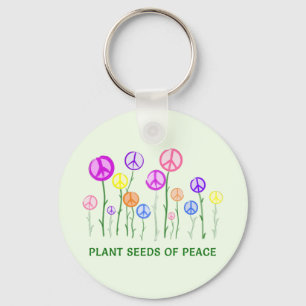 Fredsteckenet blommar Keychain Nyckelring