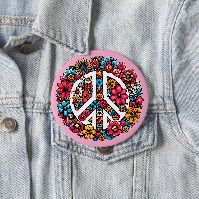 fredsteckenet blommigt färg illustration  knapp (In Situ)