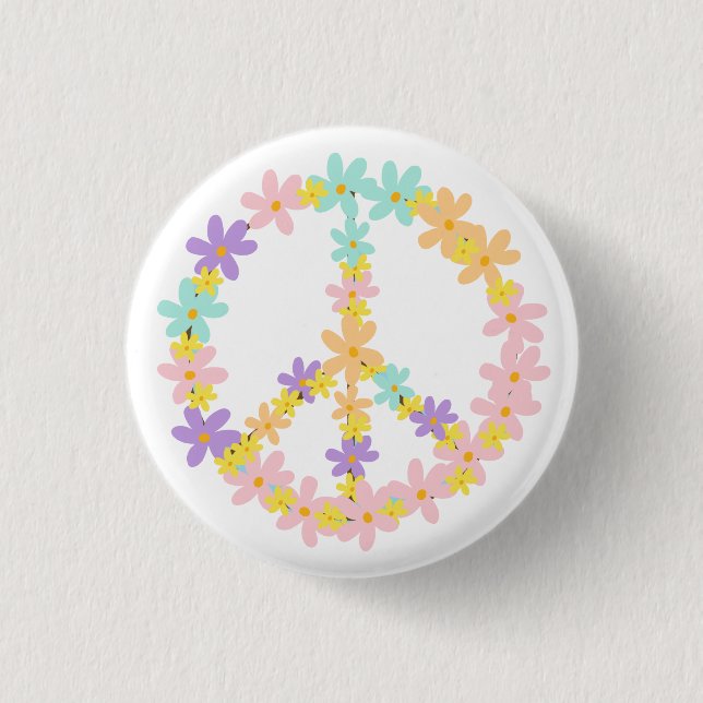 Fredsteckenet Blommigt för  för färglöst pastellSj Knapp (Framsida)