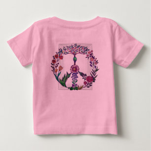 fredsteckenet blommigt - modern rosa blomsterkraft t shirt