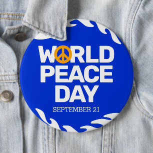 Fredsteckenet Blue Orange World Peace Day Knapp