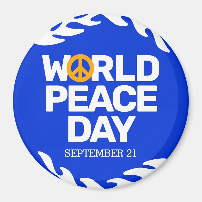 Fredsteckenet Blue Orange World Peace Day Magnet (Framsidan)