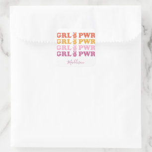 Fredsteckenet Cute Girl Power Fyrkantigt Klistermärke