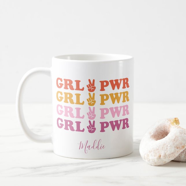 Fredsteckenet Cute Girl Power Kaffemugg (Med munk)