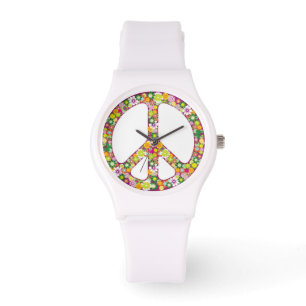 Fredsteckenet Flower Power Armbandsur