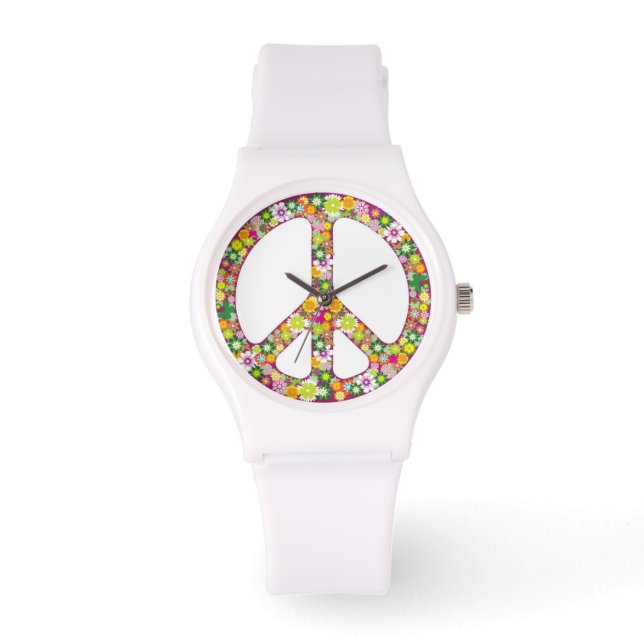 Fredsteckenet Flower Power Armbandsur (Framsida)