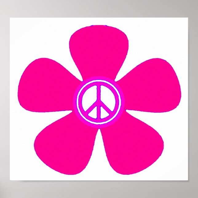 Fredsteckenet Flower Power Poster (Framsidan)