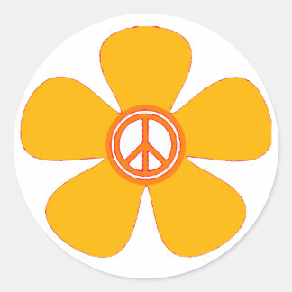 Fredsteckenet Flower Power Runt Klistermärke