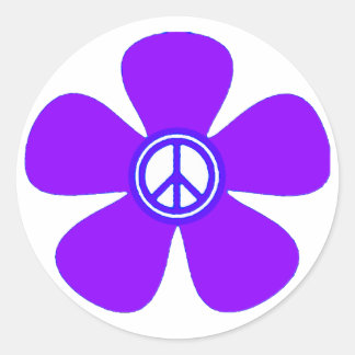 Fredsteckenet Flower Power Runt Klistermärke
