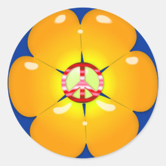 Fredsteckenet Flower Power Runt Klistermärke