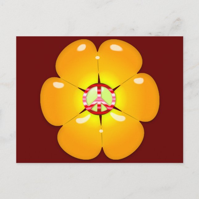 Fredsteckenet Flower Power Vykort (Framsida)