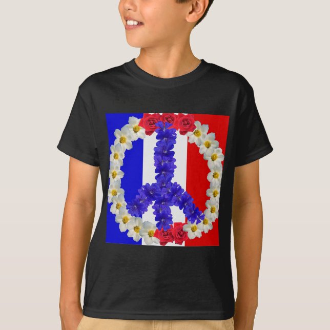fredsteckenet fransk flagga tee (Framsida)