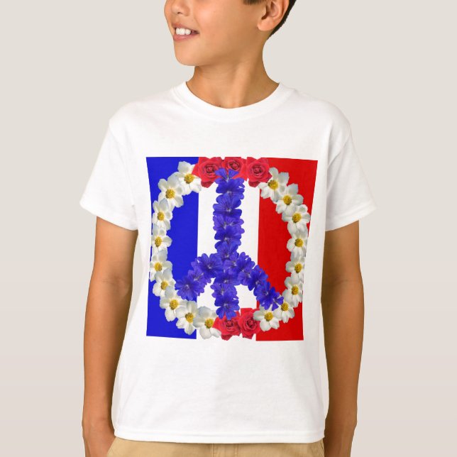 fredsteckenet fransk flagga tee shirt (Framsida)