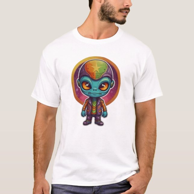 Fredsteckenet funky Alien T Shirt (Framsida)