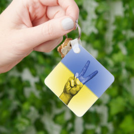 Fredsteckenet gult och blått handtag nyckelring