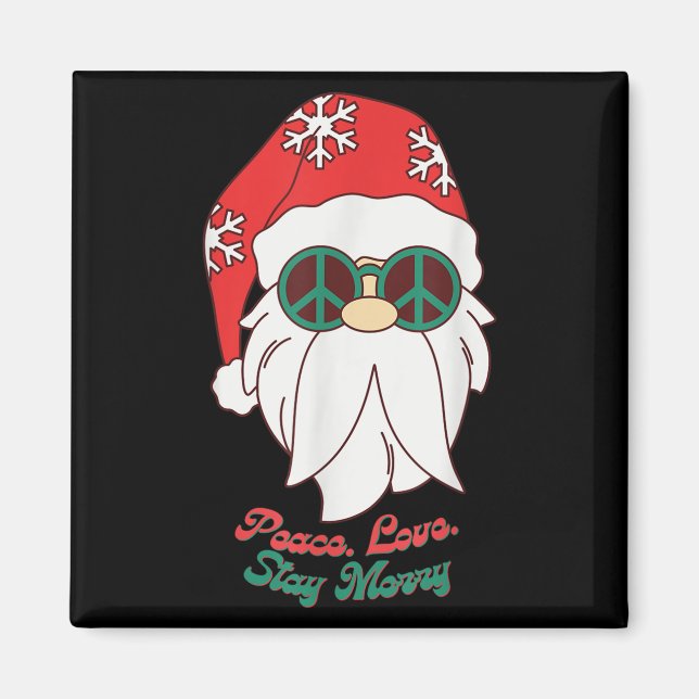 Fredsteckenet Hipe Santa Groovy Den fina julen Magnet (Framsidan)