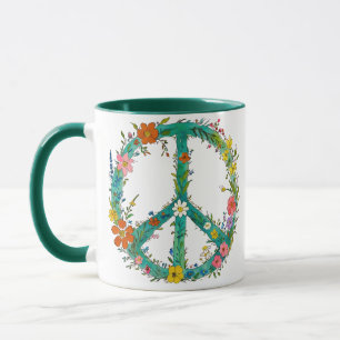 Fredsteckenet Hippie-Blommigt Mugg