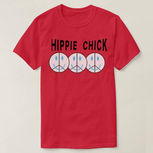 Fredsteckenet Hippie-Chick T Shirt (Design framsida)