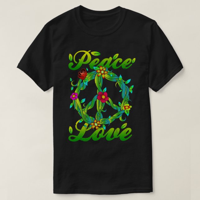 fredsteckenet Hippie Gift på 60-talet T Shirt (Design framsida)