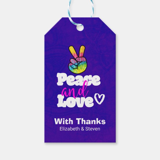 Fredsteckenet mellan Peace and och Kärlek Typograp Presentetikett (Framsidan)