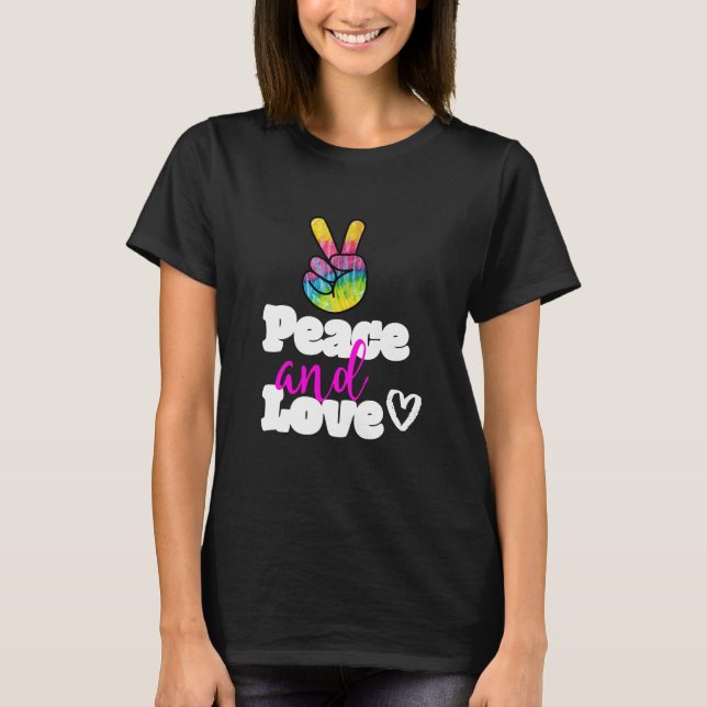 Fredsteckenet mellan Peace and och Kärlek Typograp Tee (Framsida)