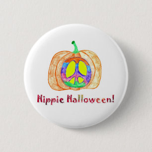 Fredsteckenet på pumpahippien Halloween knäppas Knapp
