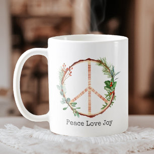 Fredsteckenet Peace Kärlek Joy Kaffemugg