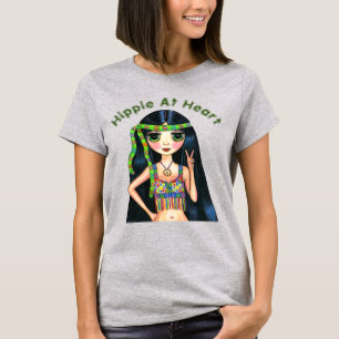 Fredsteckenet Peace out Hippie Chick Headband 1960 T Shirt