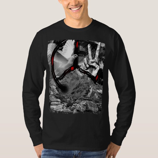 Fredsteckenet Peace Skapar Peace White Dove T Shirt (Framsida)