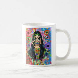 Fredsteckenet Psychedelic Hippie Sjöjungfru Girl D Kaffemugg