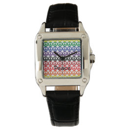 Fredsteckenet Rainbow Färg med Namn Armbandsur