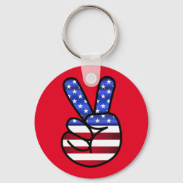 Fredsteckenet Red Vintage USA flagga Nyckelring