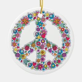 Fredsteckenet Textnederkant för anpassningsbar Julgransprydnad Keramik