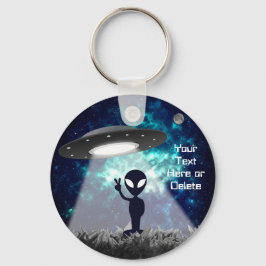 Fredsteckenet UFO Planet Blue Galaxy Nyckelring
