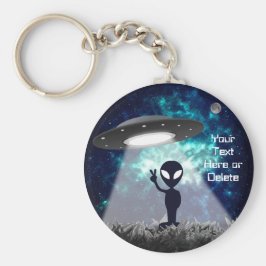 Fredsteckenet UFO Planet Blue Galaxy Nyckelring