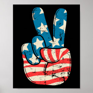 Fredsteckenet USA flagga, 4 juli, Patriotic Manar Poster