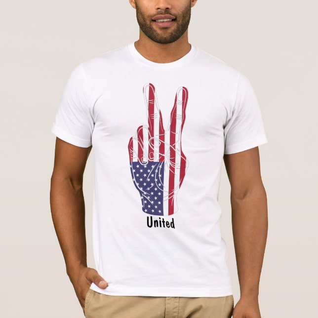 Fredsteckenet USA flagga T Shirt (Framsida)