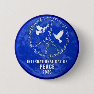 Fredsteckenet World Peace Doves Peace on Earth Day Knapp