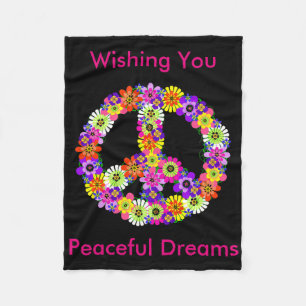 fredsteckenets Blommigt i Black Peacresh Dreams Fleecefilt