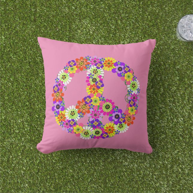 Fredsteckenets Blommigt inom Rosa Kudde (Gräs)