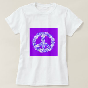 Fredsteckenets Blommigt Lila T Shirt