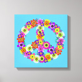 Fredsteckenets Blommigt på Himlar Blue Canvastryck